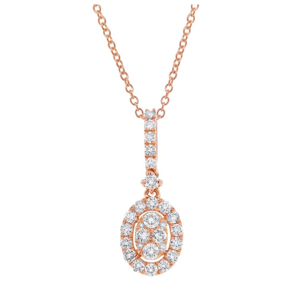 0.55 Ctw 18k Rose Gold Diamond Pendant Necklace With 18 Inch Chain