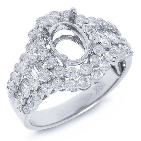 1.55 Ctw 18k White Gold Diamond Semi-mount Ring