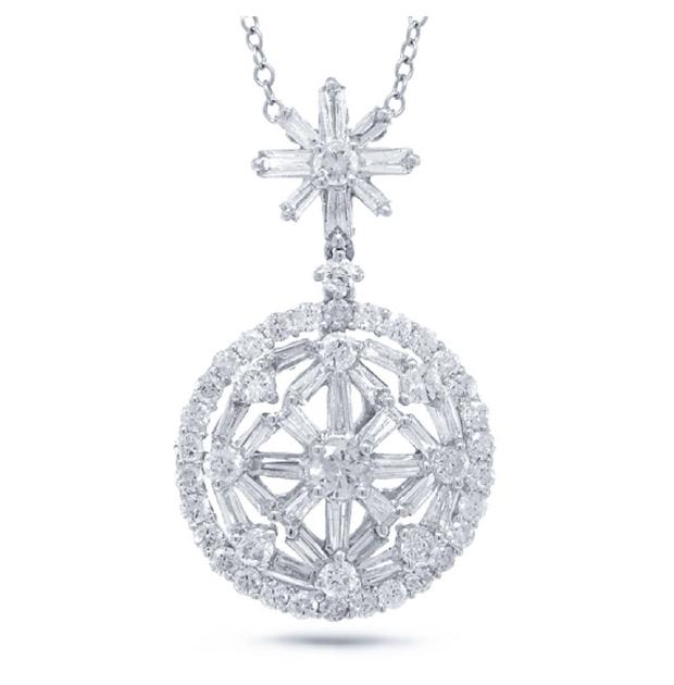 1.85 Ctw 18k White Gold Diamond Pendant Necklace With 18 Inch Chain