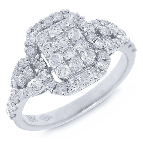 1.05 Ctw 18k White Gold Diamond Womens Ring