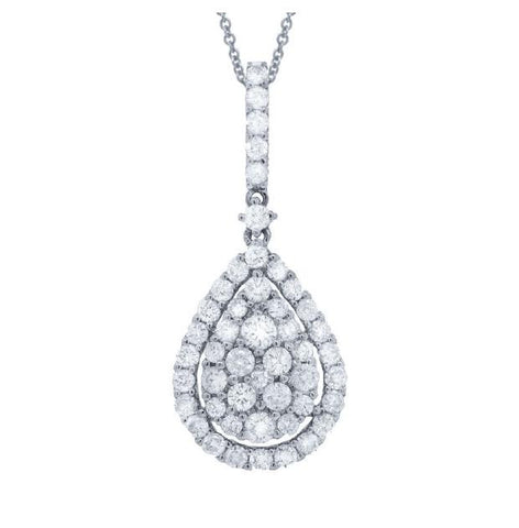 1.19 Ctw 18k White Gold Diamond Pendant Necklace With 18 Inch Chain