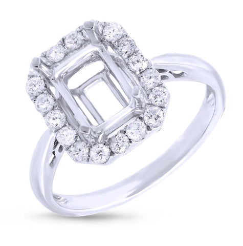 0.45 Ctw 18k White Gold Diamond Semi-mount Ring