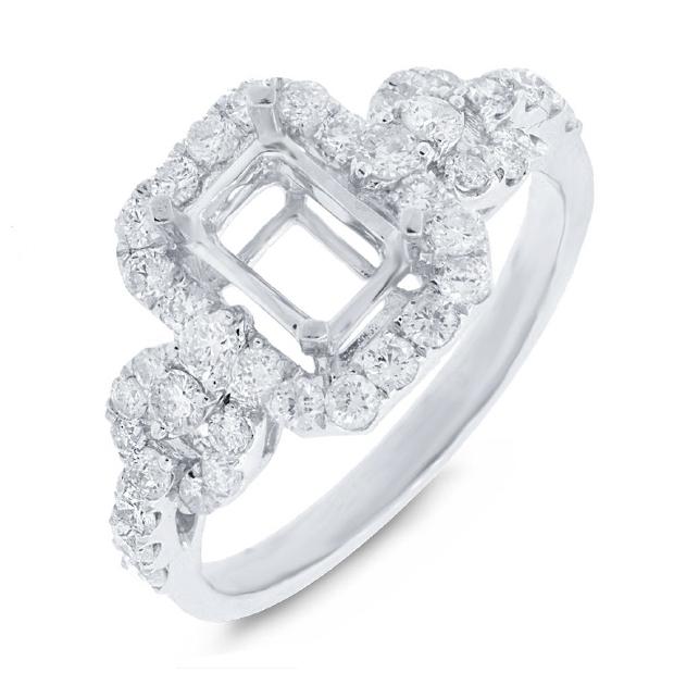 0.87 Ctw 18k White Gold Diamond Semi-mount Ring