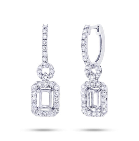 1.14 Ctw 18k White Gold Diamond Semi-mount Earring