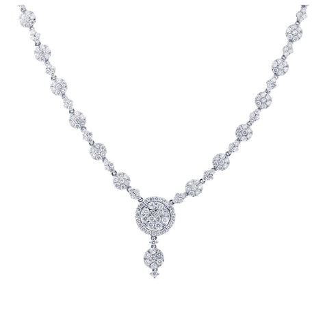 9.07 Ctw 18k White Gold Diamond Necklace