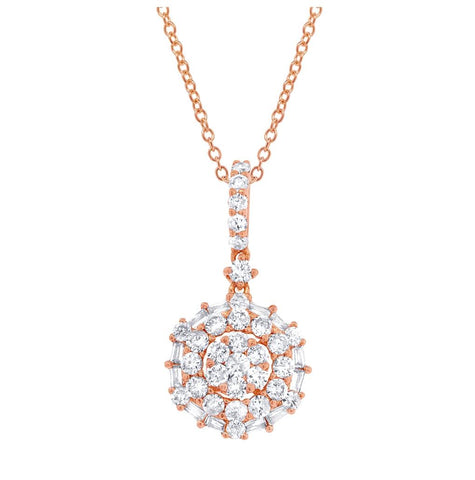 0.95 Ctw 18k Rose Gold Diamond Pendant Necklace With 18 Inch Chain