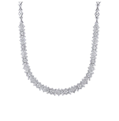 10.32 Ctw 18k White Gold Diamond Necklace