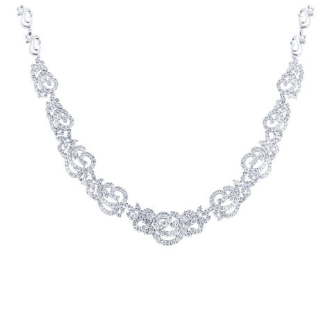 15.06 Ctw 18k White Gold Diamond Necklace