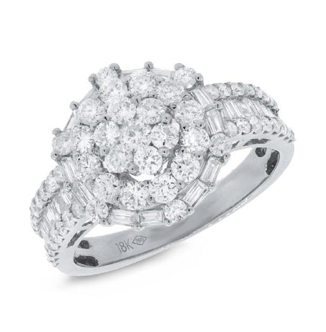 1.60 Ctw 18k White Gold Diamond Womens Ring