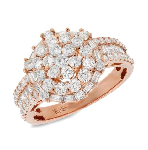 1.60 Ctw 18k Rose Gold Diamond Womens Ring