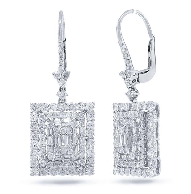 2.99 Ctw 18k White Gold Diamond Earring