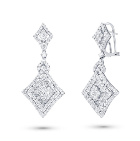 2.90 Ctw 18k White Gold Diamond Earring