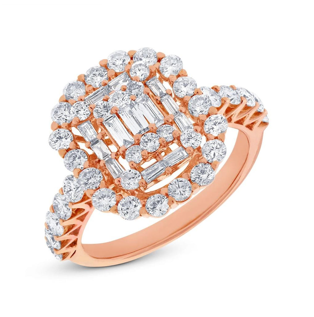 1.77 Ctw 18k Rose Gold Diamond Womens Ring