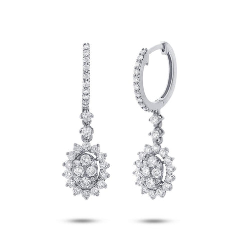 1.15 Ctw 18k White Gold Diamond Earring