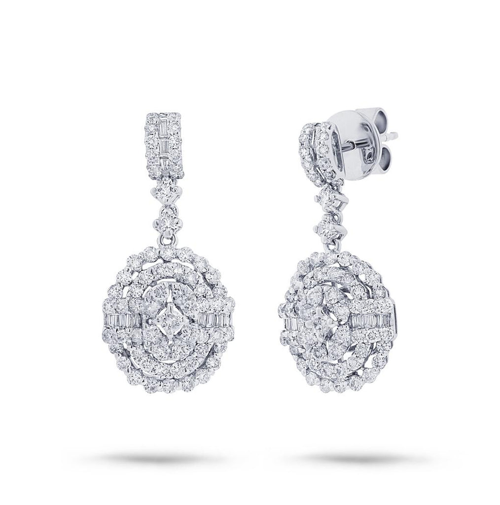 1.61 Ctw 18k White Gold Diamond Earring