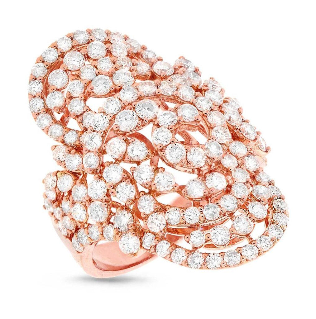 3.64 Ctw 18k Rose Gold Diamond Womens Ring Size 8