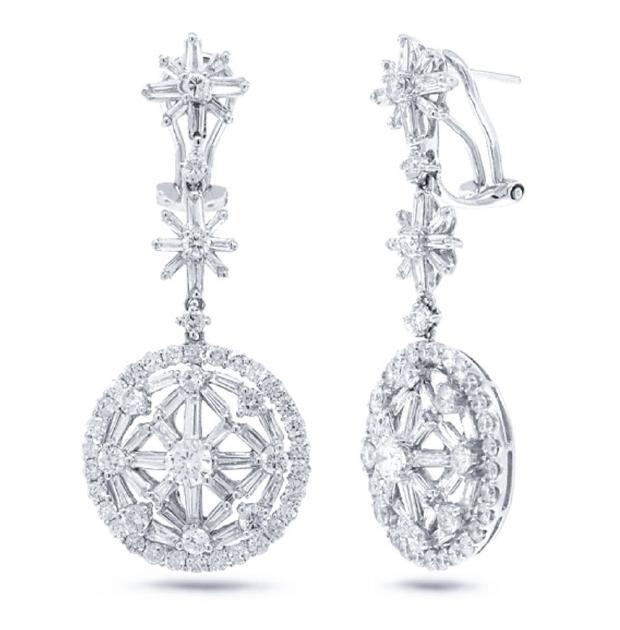 4.02 Ctw 18k White Gold Diamond Earring