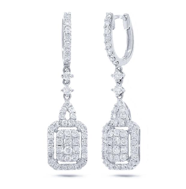 1.14 Ctw 18k White Gold Diamond Earring