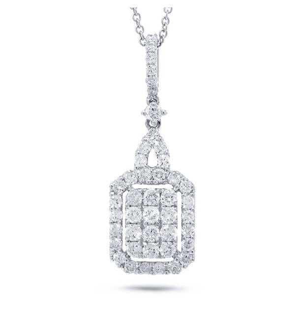 0.80 Ctw 18k White Gold Diamond Pendant Necklace With 18 Inch Chain