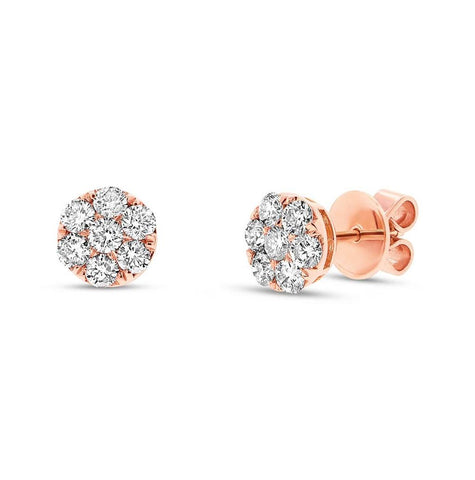 0.86 Ctw 14k Rose Gold Diamond Cluster Stud Earring