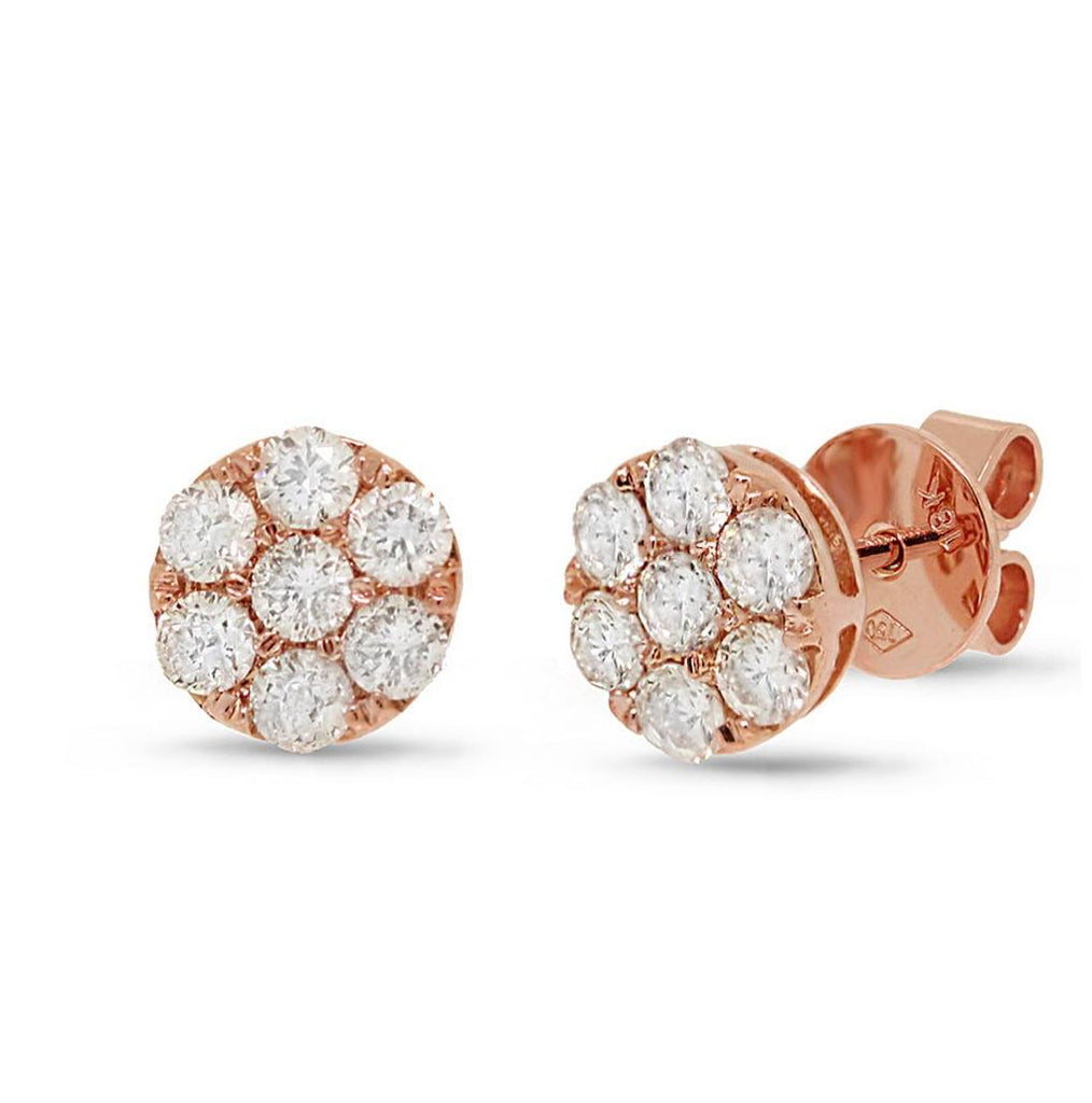 1.00 Ctw 18k Rose Gold Diamond Cluster Stud Earring