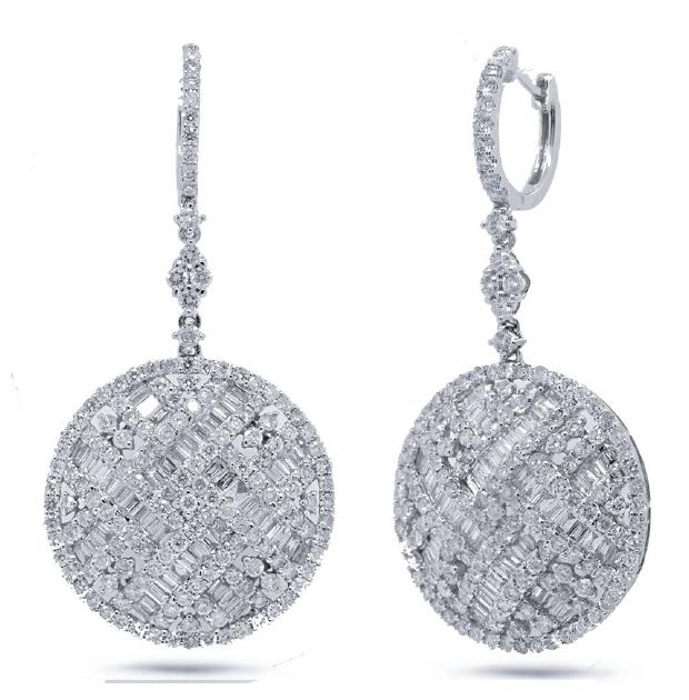 5.91 Ctw 18k White Gold Diamond Earring