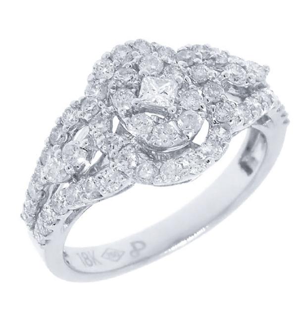 1.13 Ctw 18k White Gold Diamond Womens Ring