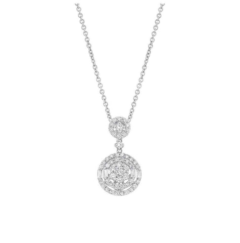 1.05 Ctw 18k White Gold Diamond Pendant Necklace With 18 Inch Chain