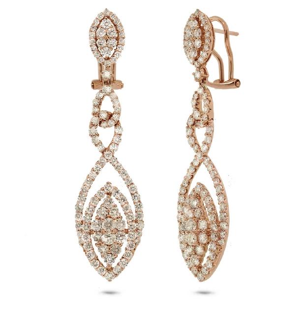 4.43 Ctw 18k Rose Gold Diamond Earring