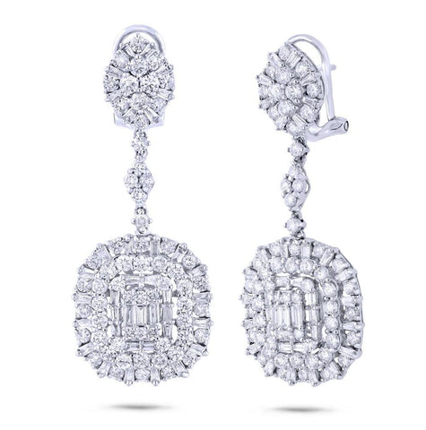 4.82 Ctw 18k White Gold Diamond Earring