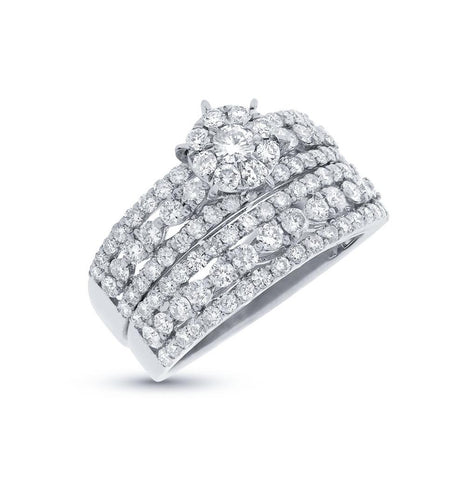 1.92 Ctw 18k White Gold Diamond Womens Ring 2-pc