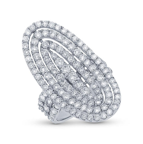 4.08 Ctw 18k White Gold Diamond Womens Ring