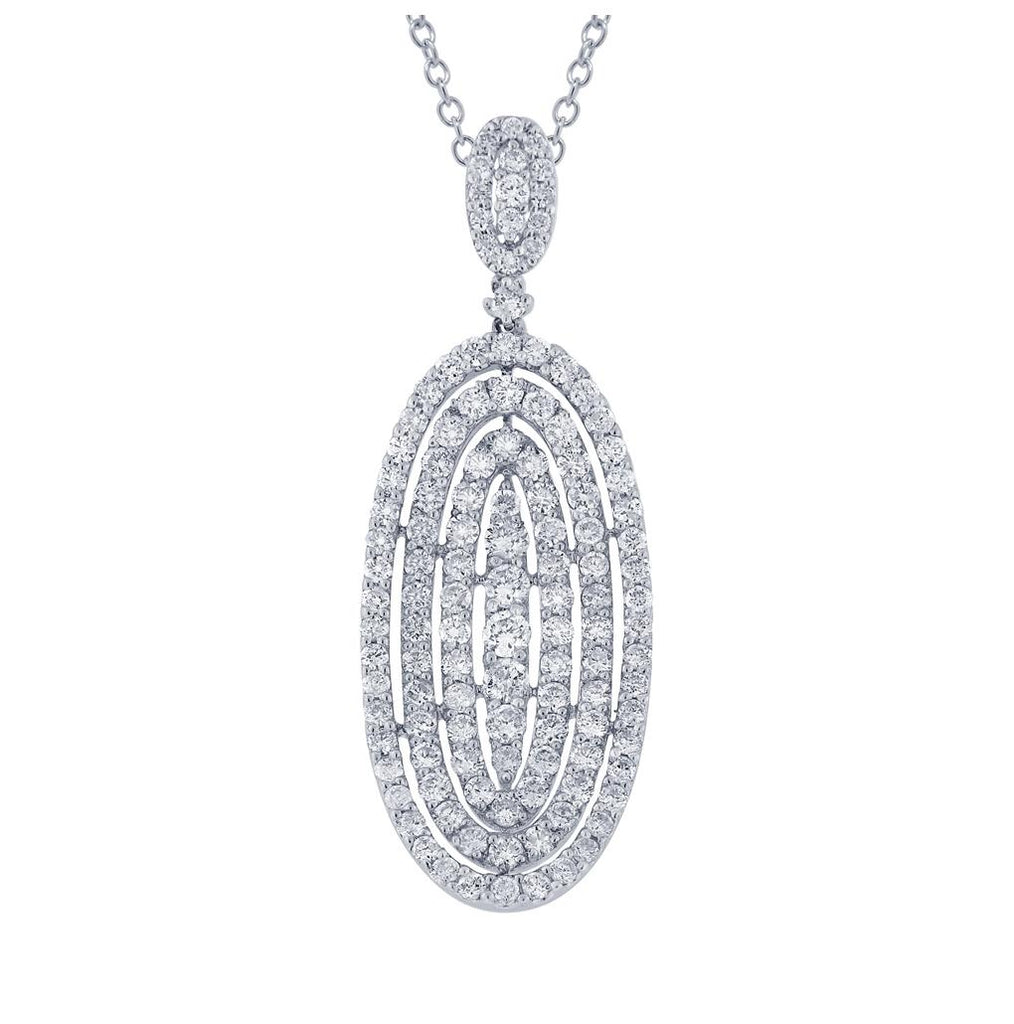 3.14 Ctw 18k White Gold Diamond Pendant Necklace With 18 Inch Chain