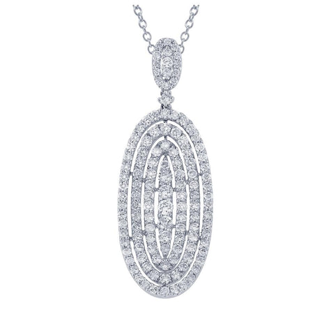 3.14 Ctw 18k White Gold Diamond Pendant Necklace With 18 Inch Chain