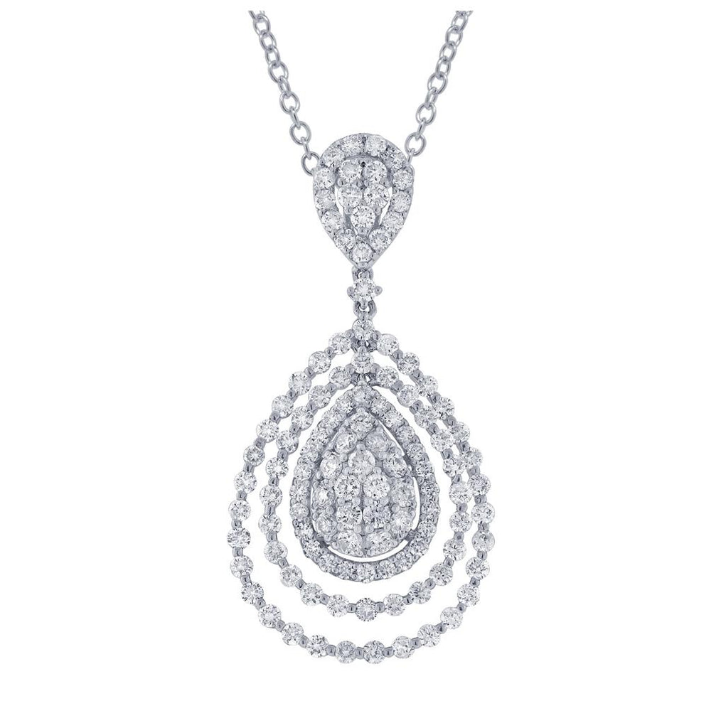 2.86 Ctw 18k White Gold Diamond Pendant Necklace With 18 Inch Chain