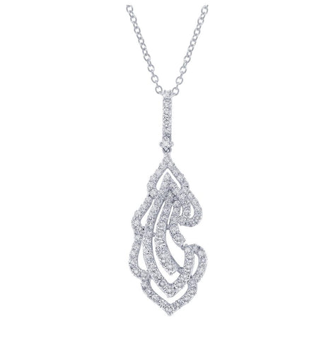 2.11 Ctw 18k White Gold Diamond Pendant Necklace With 18 Inch Chain