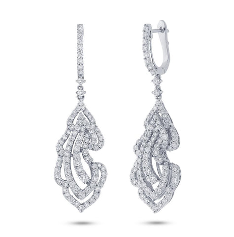 3.34 Ctw 18k White Gold Diamond Earring