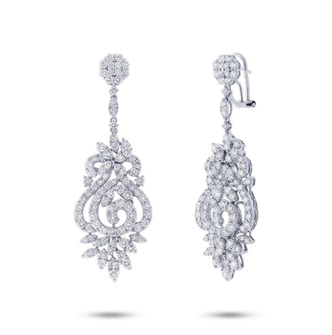 7.43 Ctw 18k White Gold Diamond Earring