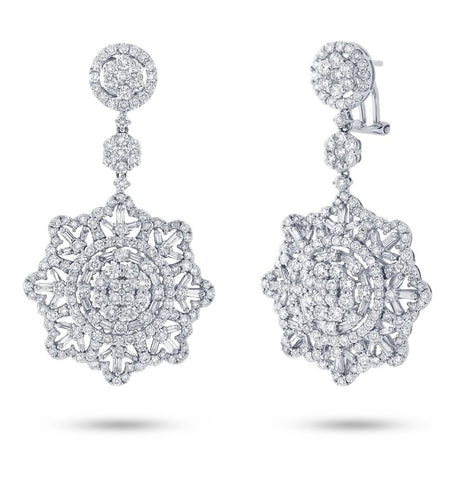 7.22 Ctw 18k White Gold Diamond Earring