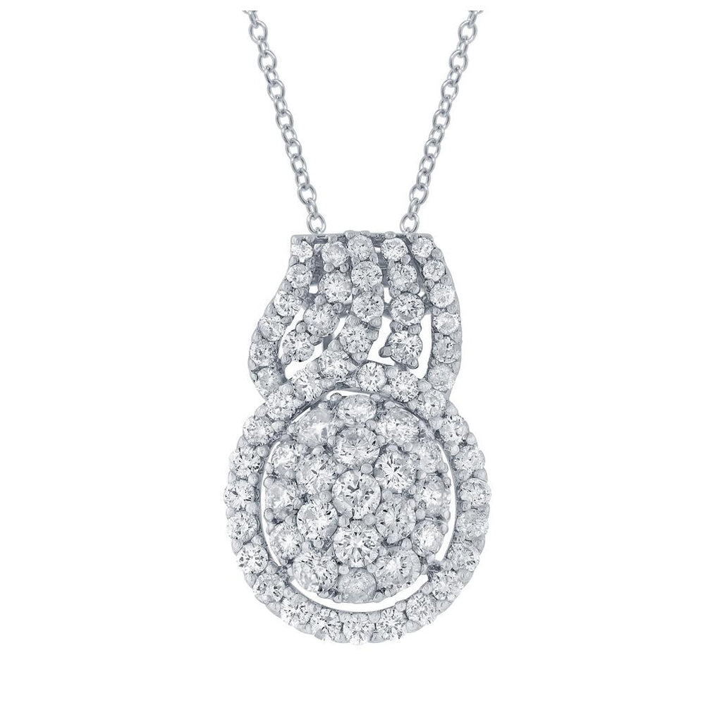 1.93 Ctw 18k White Gold Diamond Pendant Necklace With 18 Inch Chain