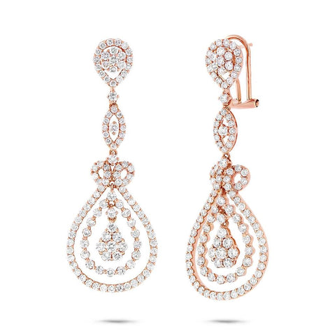 4.27 Ctw 18k Rose Gold Diamond Earring