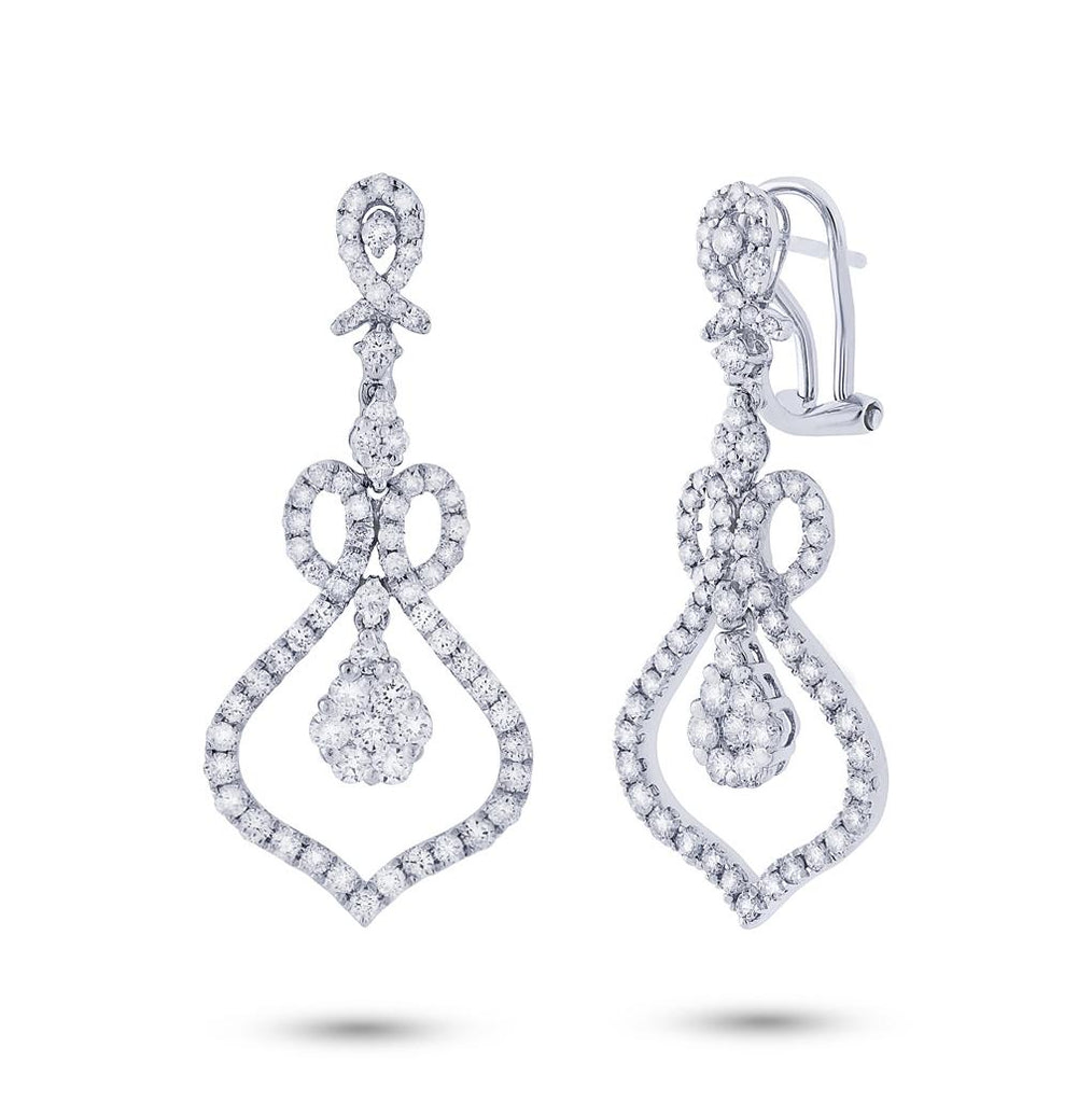 2.20 Ctw 18k White Gold Diamond Earring