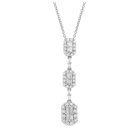 1.23 Ctw 18k White Gold Diamond Pendant Necklace With 18 Inch Chain