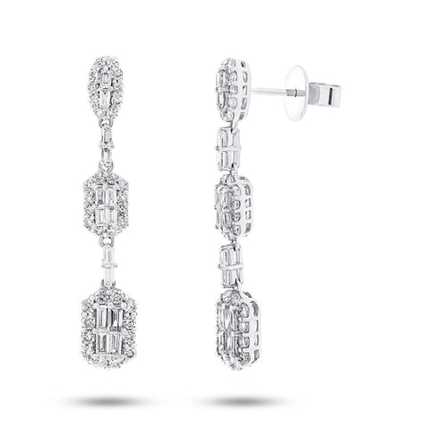 1.66 Ctw 18k White Gold Diamond Earring