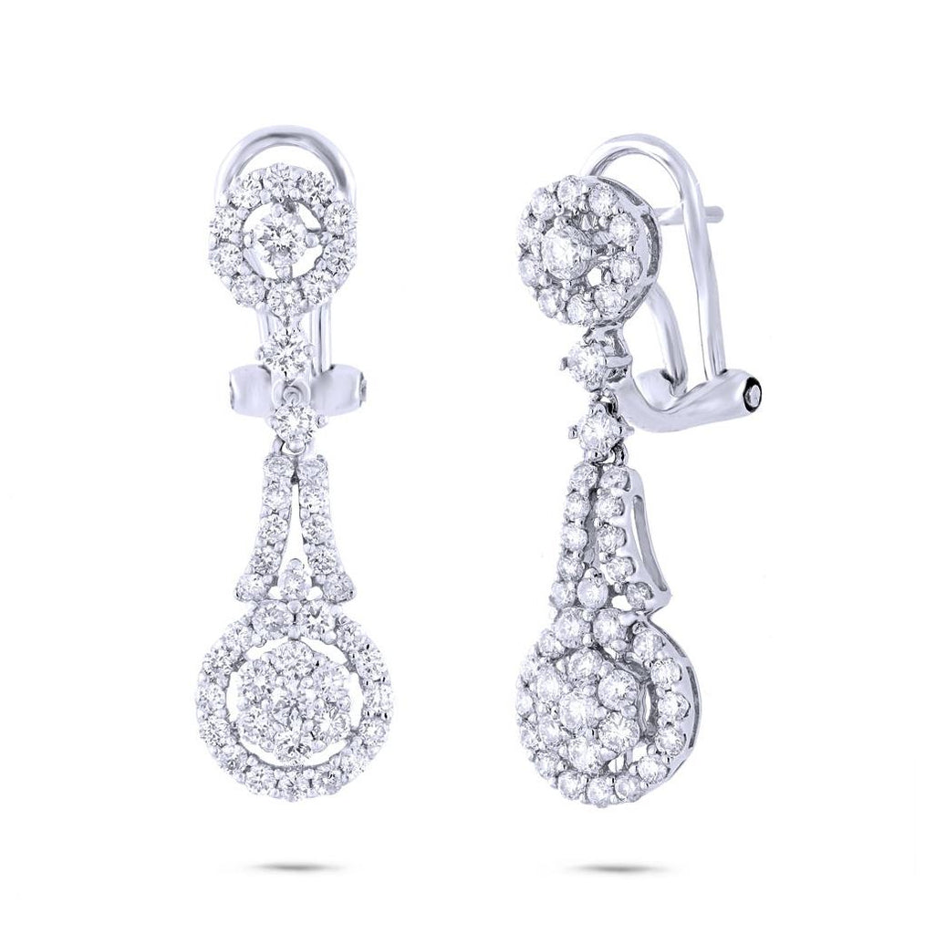 1.56 Ctw 18k White Gold Diamond Earring