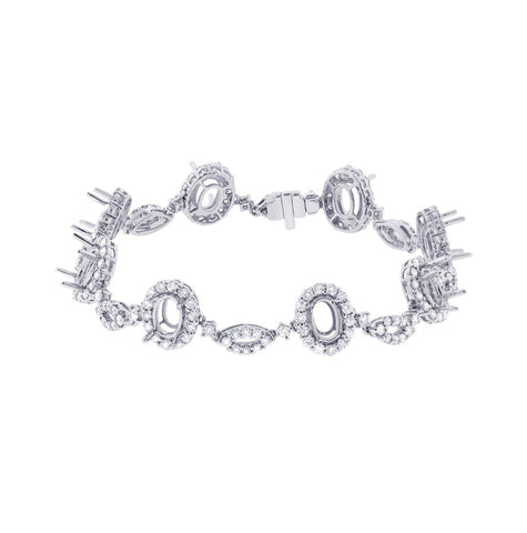 3.04 Ctw 18k White Gold Diamond Semi-mount Bracelet