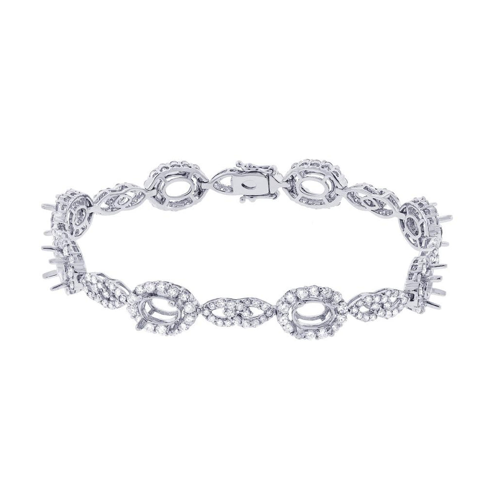 4.47 Ctw 18k White Gold Diamond Semi-mount Bracelet