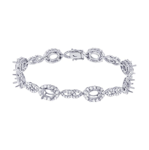 4.47 Ctw 18k White Gold Diamond Semi-mount Bracelet