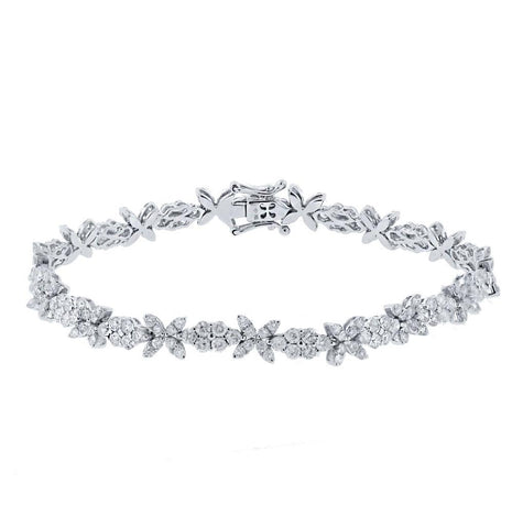 5.04 Ctw 18k White Gold Diamond Round Invisible Womens Bracelet