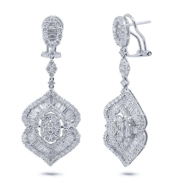 5.56 Ctw 18k White Gold Diamond Earring